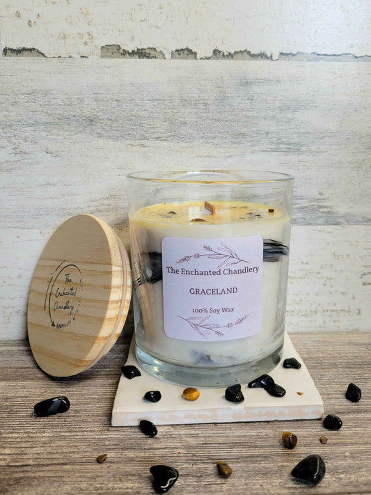 Graceland – Scented Soy Candle | Wooden Wick, Clean-Burning (12 oz)