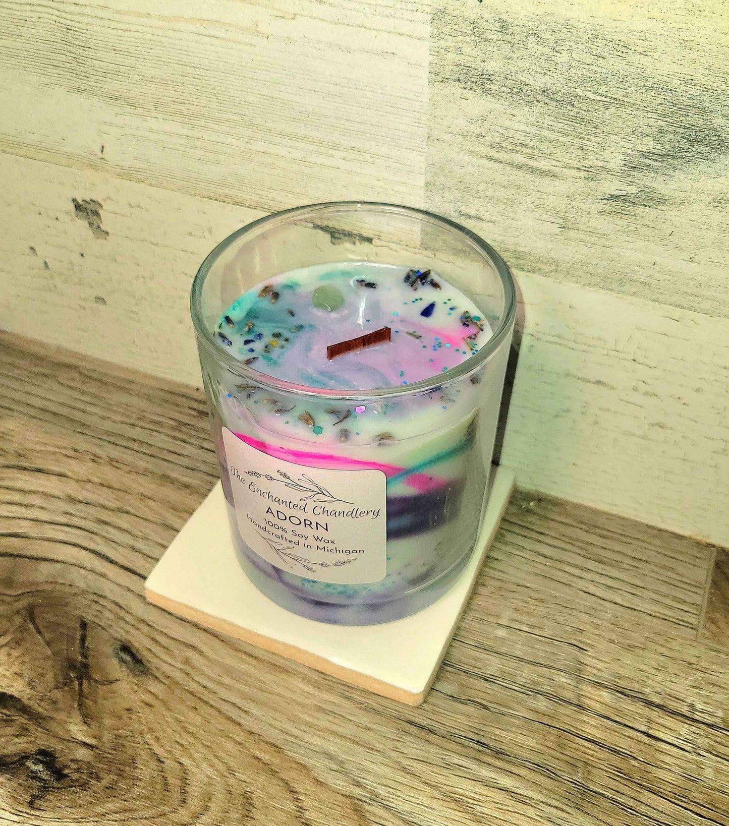 Adorn – Scented Soy Candle | Wooden Wick, Clean-Burning (12 oz)