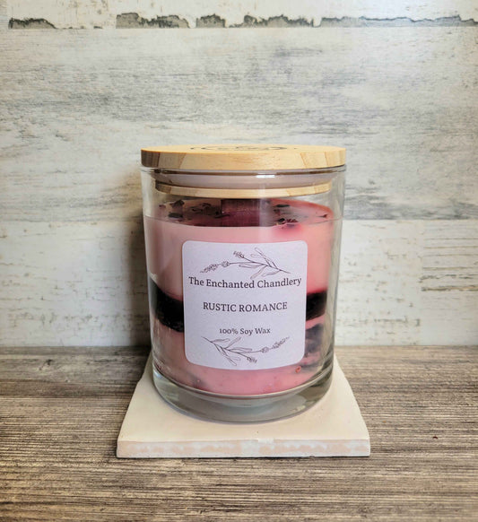 Rustic Romance – Scented Soy Candle | Wooden Wick, Clean-Burning (12 oz)