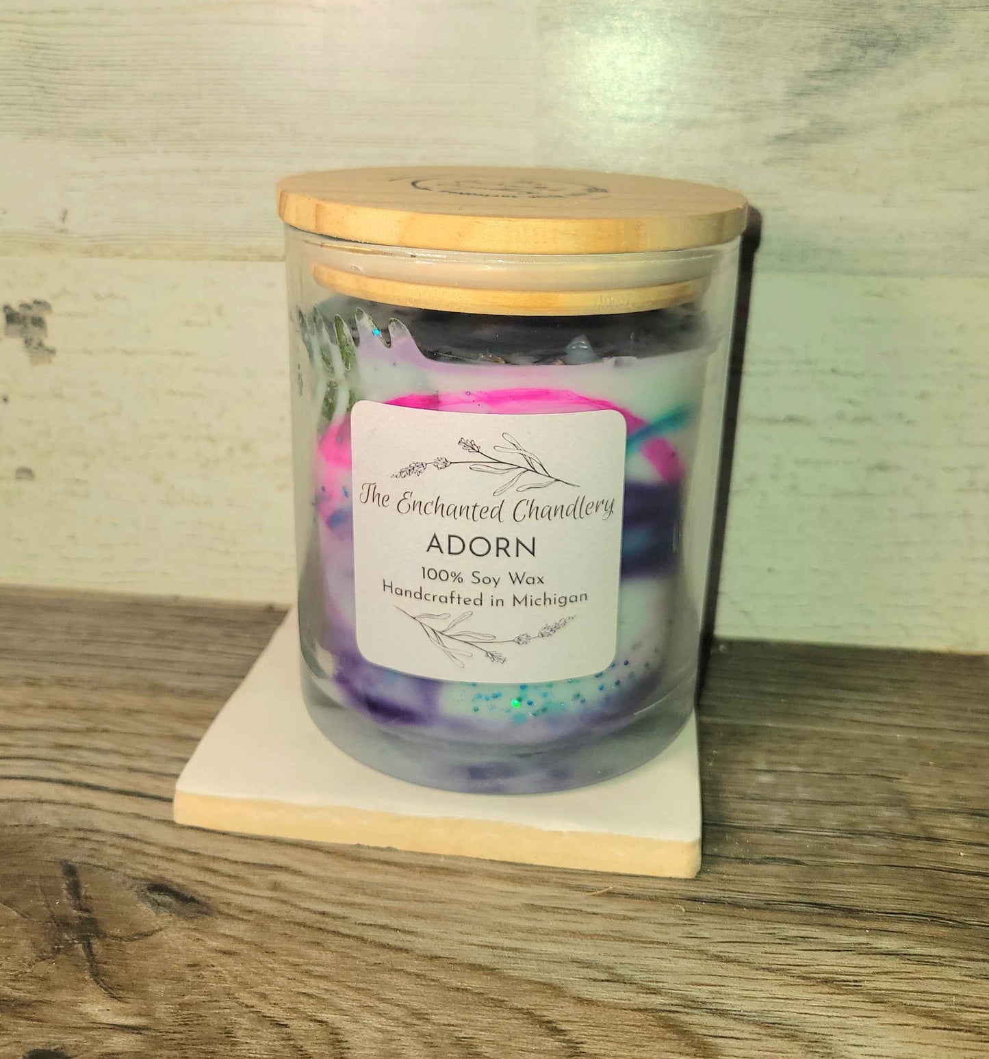 Adorn – Scented Soy Candle | Wooden Wick, Clean-Burning (6 oz)