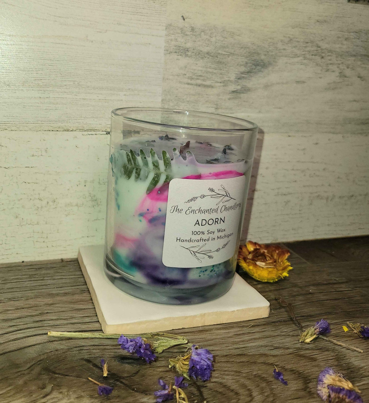 Adorn – Scented Soy Candle | Wooden Wick, Clean-Burning (12 oz)