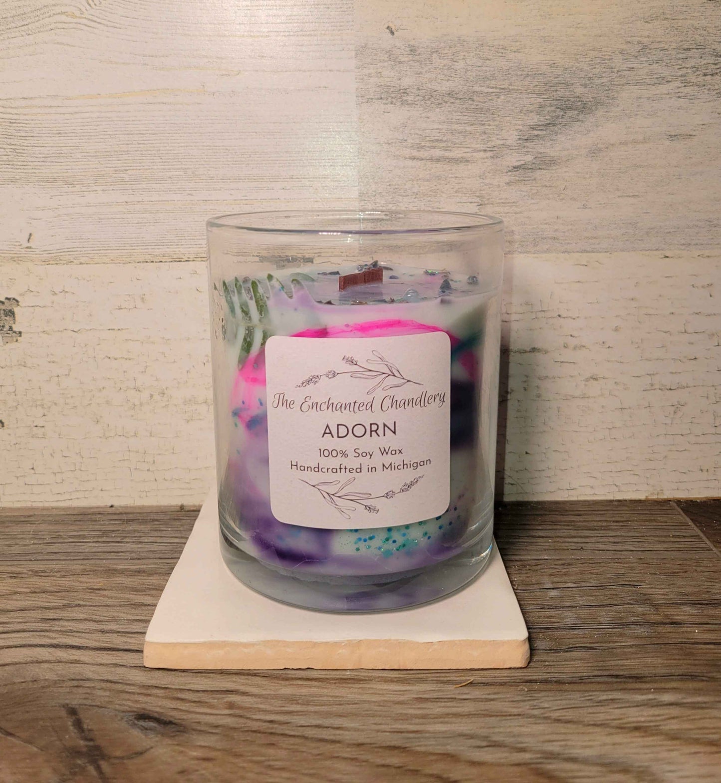 Adorn – Scented Soy Candle | Wooden Wick, Clean-Burning (6 oz)