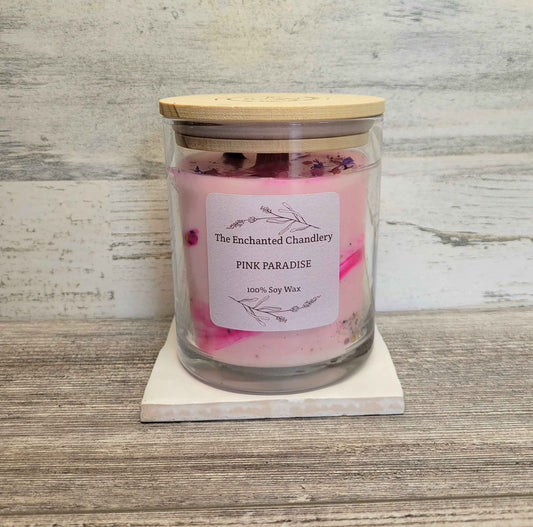 Pink Paradise – Scented Soy Candle | Wooden Wick, Clean-Burning (6 oz)