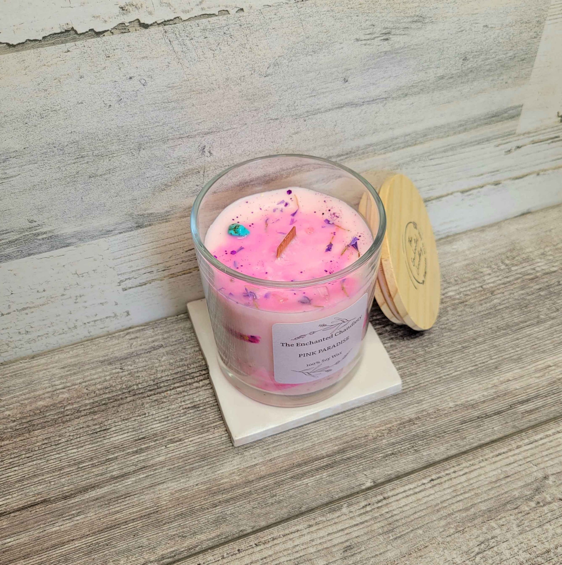 Pink Paradise – Scented Soy Candle | Wooden Wick, Clean-Burning (6 oz)