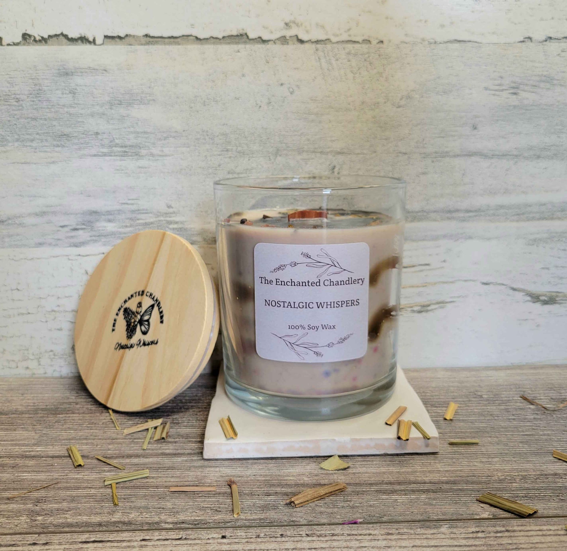 Nostalgic Whispers – Scented Soy Candle | Wooden Wick, Clean-Burning (12 oz)