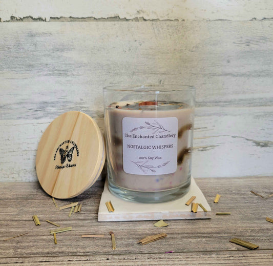 Nostalgic Whispers – Scented Soy Candle | Wooden Wick, Clean-Burning (12 oz)