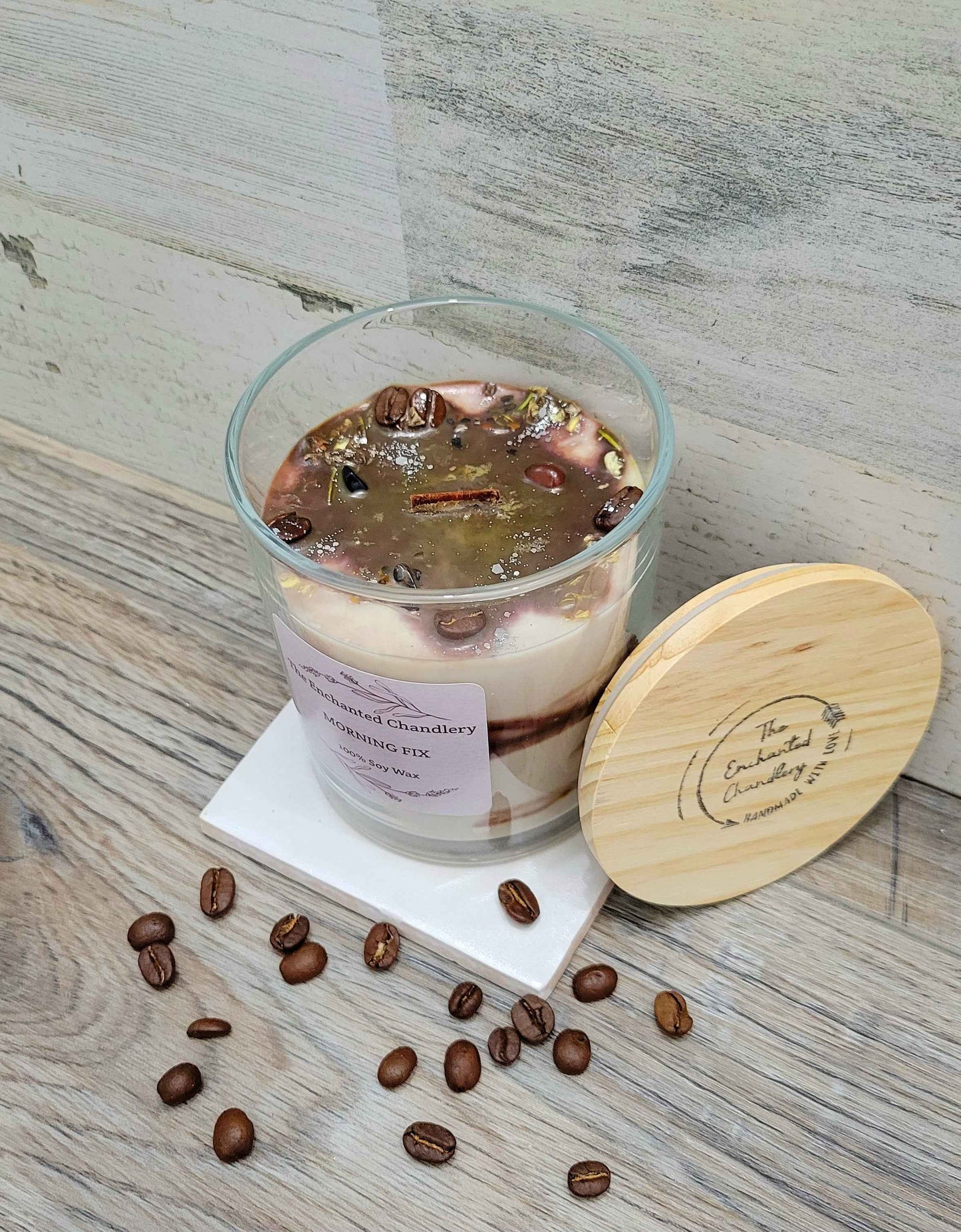 Morning Fix – Scented Soy Candle | Wooden Wick, Clean-Burning (6 oz)