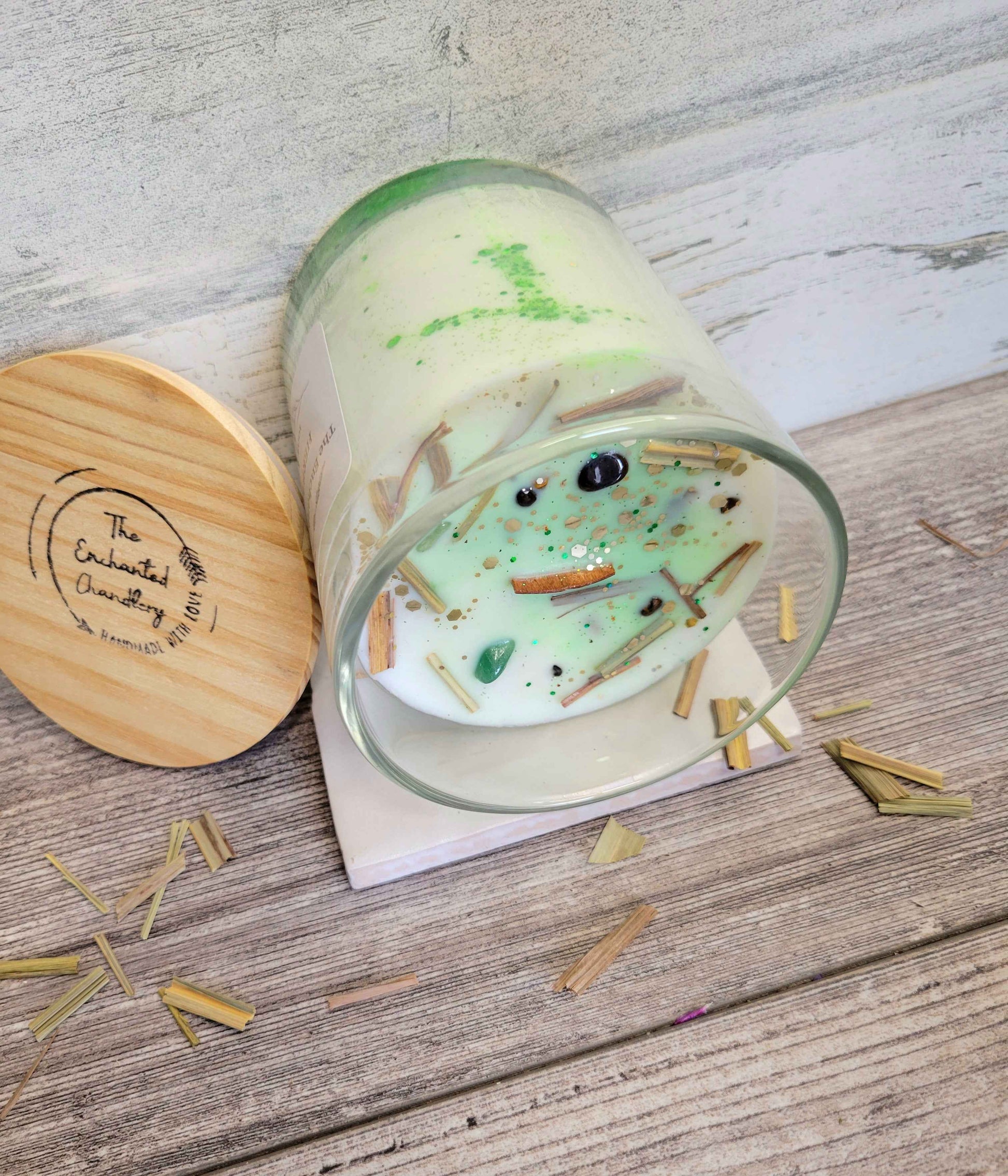 Herbal Oasis – Scented Soy Candle | Wooden Wick, Clean-Burning (12 oz)