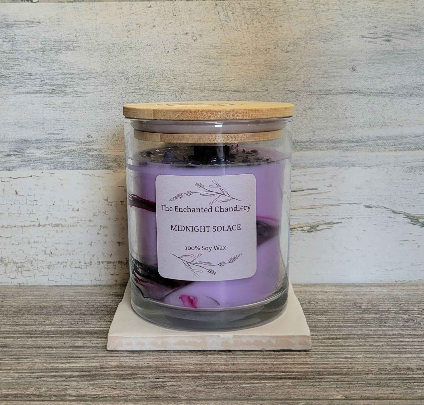 Midnight Solace – Scented Soy Candle | Wooden Wick, Clean-Burning (6 oz)