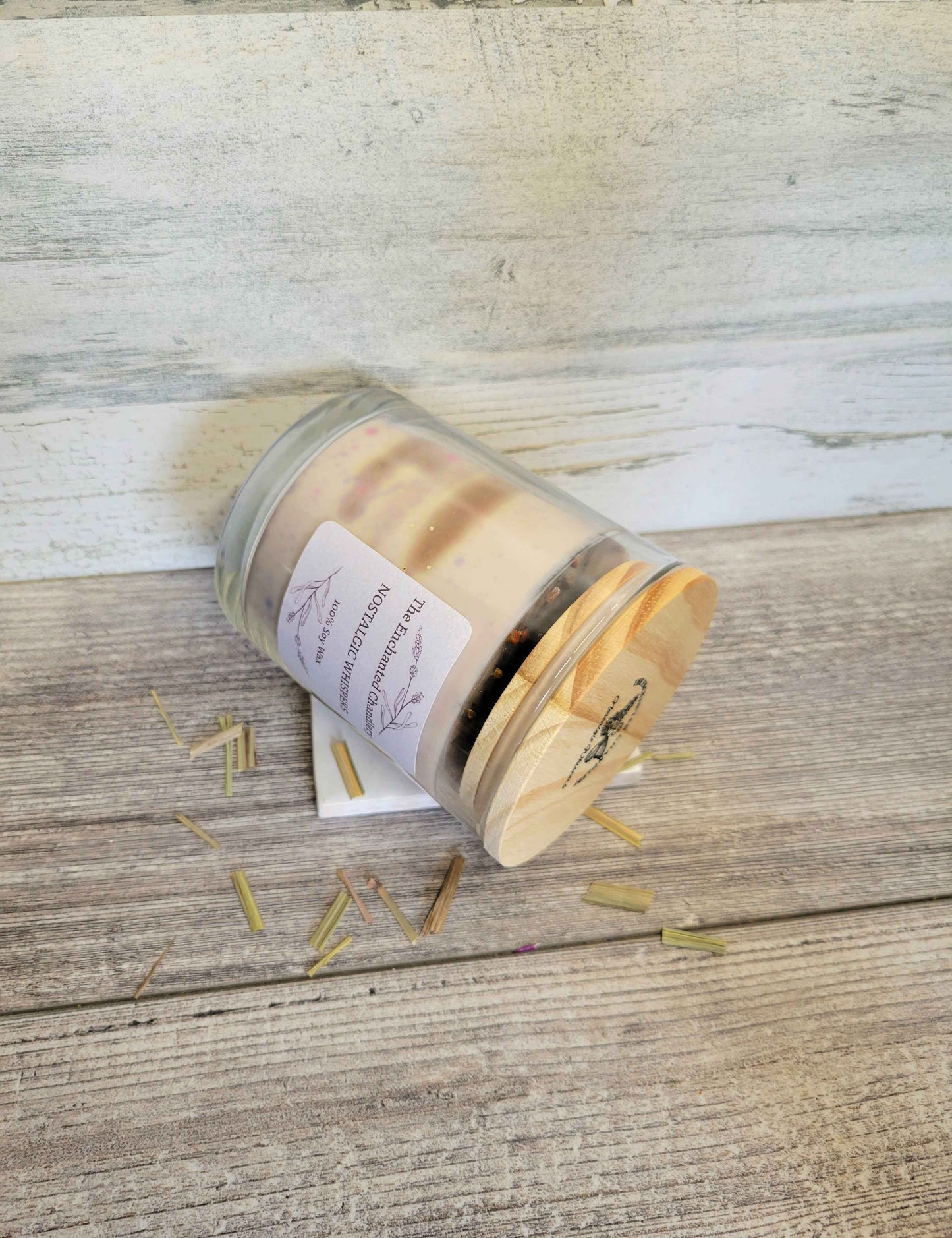Nostalgic Whispers – Scented Soy Candle | Wooden Wick, Clean-Burning (12 oz)