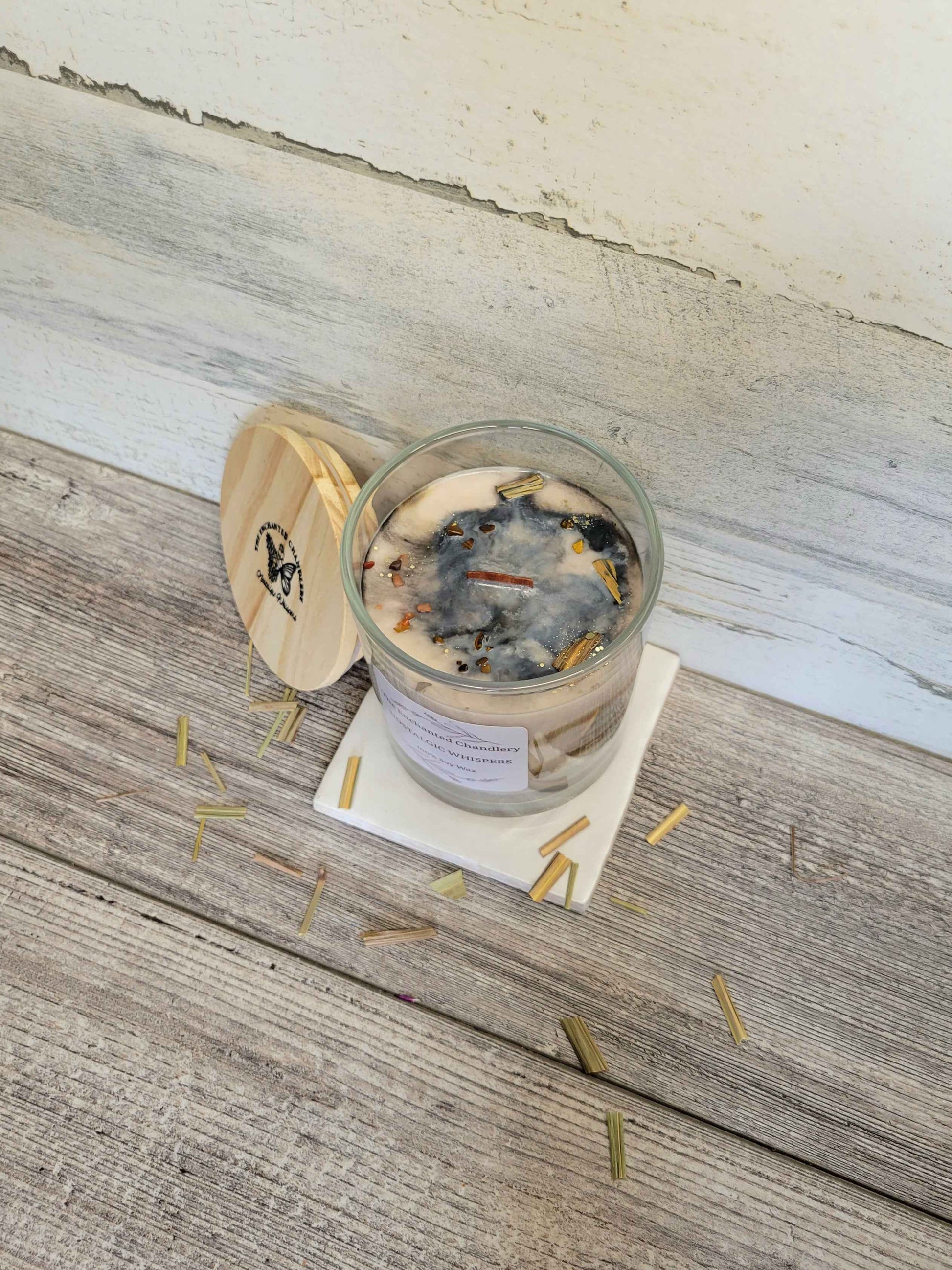 Nostalgic Whispers – Scented Soy Candle | Wooden Wick, Clean-Burning (12 oz)