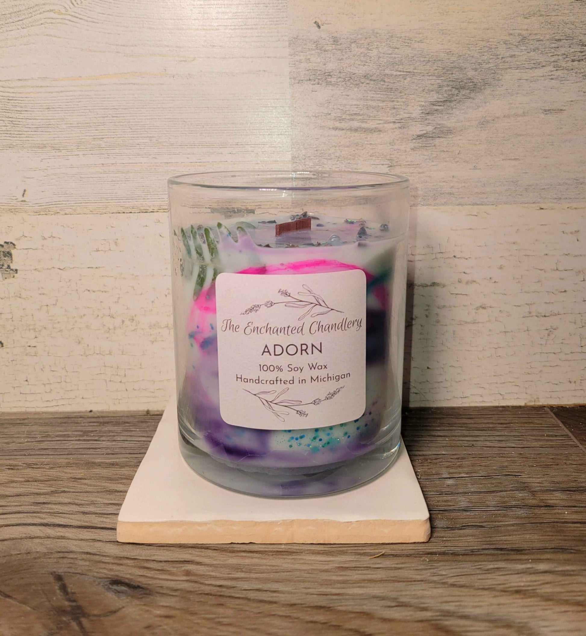 Adorn – Scented Soy Candle | Wooden Wick, Clean-Burning (6 oz)