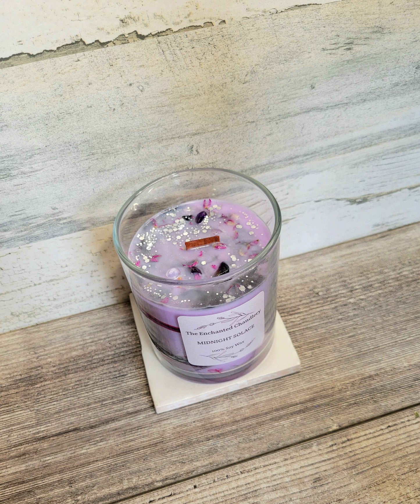 Midnight Solace – Scented Soy Candle | Wooden Wick, Clean-Burning (6 oz)