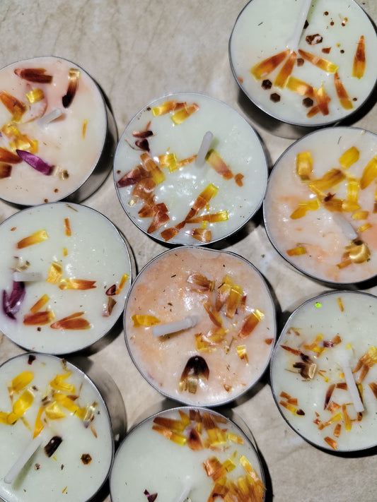 Floating Tealight Soy Candles- 10pk, Highly Scented, Herbal Infused